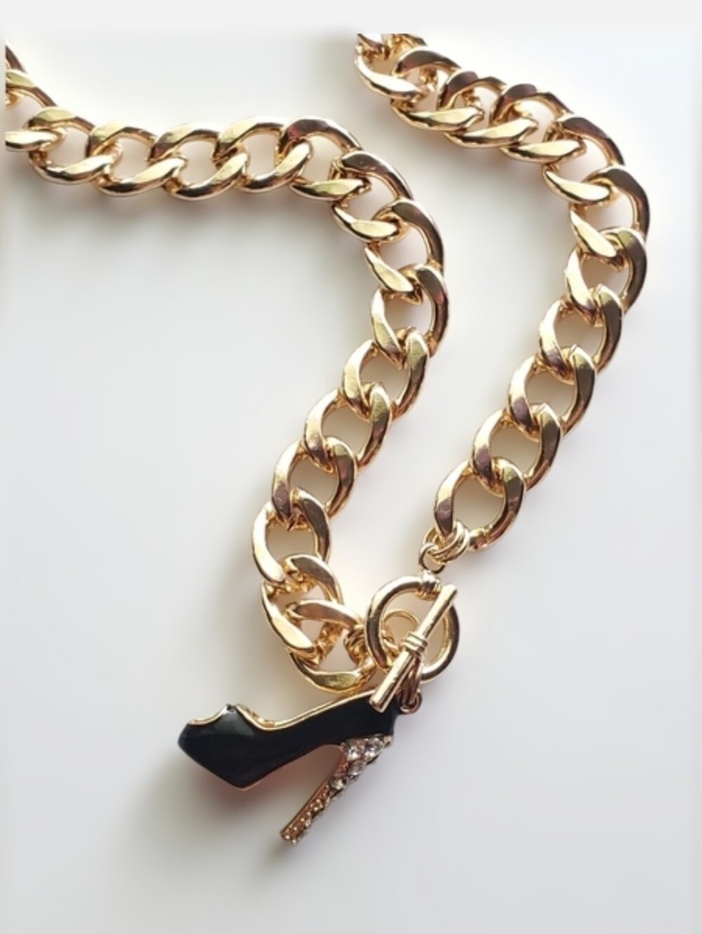 Shoe Necklace with Rhinestone Accents